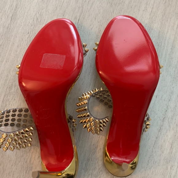 NWOB Christian Louboutin Gold Studded Slide Heels sz 39 - Picture 4 of 7
